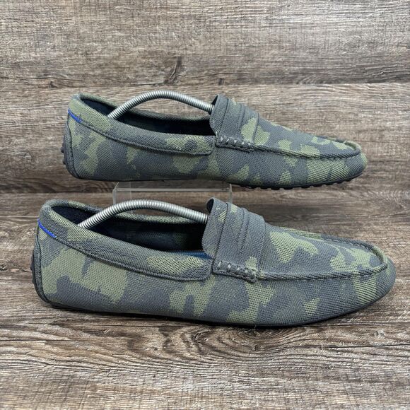 Rothys Driving Loafers Shoes Men's 14 Green Camo Slip On Washable Comfort - Picture 1 of 8